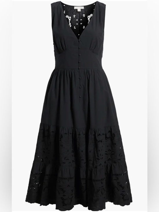 Treasure & Bond Dresses & Skirts - Treasure and Bond - Black Eyelet-Trim Dress